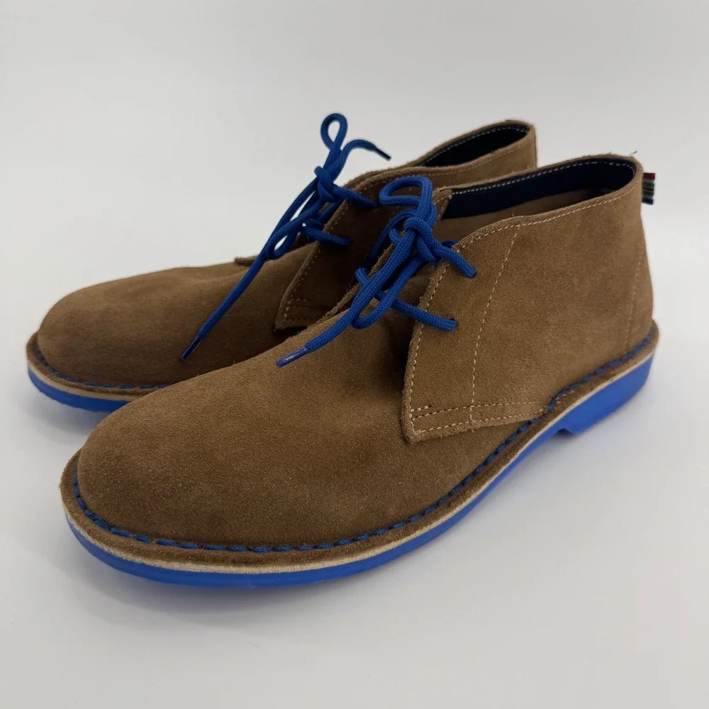 Veldskoen Heritage J-Bay Tan Suede Blue Sole Chukka Boots Mens 8 Womens 10 EU 41